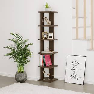 BLUEWUD Braine 6 Square Multi-Tier Wall Shelf Display Rack for Living Room Engineered Wood Semi-Open Book Shelf