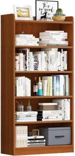 lukzer Engineered Wood 6 Tier Bookcase (MR-007 / Brown Oak / 136 x 24 x 71cm) Engineered Wood Open Book Shelf