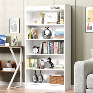 lukzer Multipurpose Rack MR-007 White Engineered Wood Close Book Shelf