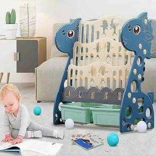 Hukimoyo Book shelf Rack for Kids Plastic Book Organizer Kids Room Baby Book Rack(BLUE) Plastic Open Book Shelf