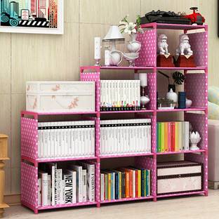 Pali Plastic Metal 9 Shelf Book Organizer Plastic Open Book Shelf
