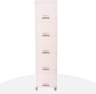 Novatic Plastic Drawer 5 Shelf Clothes Cabinet For Storage Wardrobe, Clothes Cupboard Plastic 5 Door Wardrobe