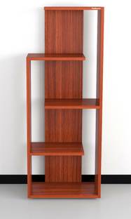 Madhuran Madhuran Nishita Decorative Free Standing Rack Wooden With 5 Shelf Bookcase Space Saving Books Holder Stand Colour Classic Walnut Engineered Wood Open Book Shelf