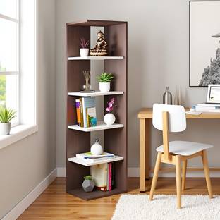 FURNEASER Rowbell 5 Tier Bookcase, Multipurpose Book Cabinet, Corner Display Rack, Engineered Wood Open Book Shelf