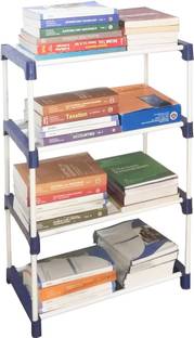 FurniGully Multi Organiser BLue-4 Book Shelf Metal Open Book Shelf