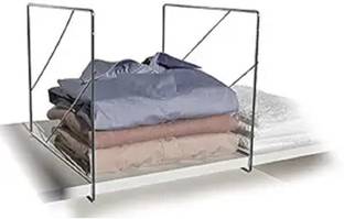 Indian Decor Pack of 2 Storage PARTITIONS for Wardrobe Shelves/Shelf PARTITION for CABINETS Metal Semi-Open Book Shelf