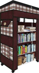 TNT Multipurpose Foldable Wardrobe for Home with Cover | 360 ° Rotating Wheels Metal Open Book Shelf