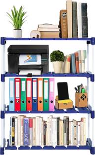 Novatic Bookcase 4-Tier Books Storage Organizer Open Display for Home, Office, Library Plastic Open Book Shelf