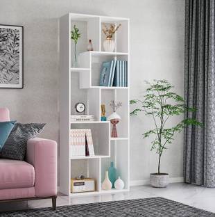 FURNEASER Medina Geometric Book shelf, Bookcase, Corner Display Rack Shelf, Organizer, Engineered Wood Open Book Shelf