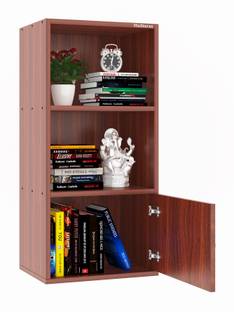 Madhuran Engineered Wood Almari 1 Door Bookcase Space Saving Display Storage Rack Engineered Wood Semi-Open Book Shelf