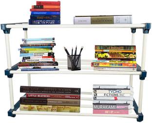 girja 3 Tiers Book Shelf for Home Library Multipurpose Storage Organizer Heavy Plastic Open Book Shelf