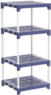 Novatic Book Stand, Home Decor Storage Rack Showcase Organizer for Living Room, Office Metal Open Book Shelf