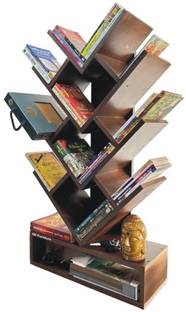 sbf furniture Tree Bookshelf 5-Shelf Floor Standing Bookcase Free Standing Engineered Wood Open Book Shelf