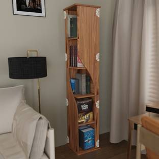 COGO Corner Bookshelf | 5 Shelf | No Screw / Bolt Assembly | Abstract Design Engineered Wood Open Book Shelf