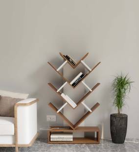 NEUDOT Olive Engineered Wood Open Book Shelf