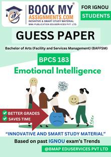 BPCS 183 Emotional Intelligence IGNOU Book for BAFFSM – Smart Learning Guide with Key Questions, Solved Papers, 80 GSM White Sheets, 50-60 Pages Format