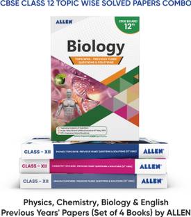 CBSE Class 12 Topic wise Solved Papers Combo: Physics, Chemistry, Biology, English - Previous Years' Papers (Set of 4 Books) by ALLEN