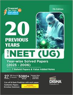 Disha 20 Previous Years NTA NEET (UG) Year-wise Solved Papers (2025 - 2006) with 7 Reheld Papers & Value Added Notes 7th Edition | NEET PYQs Question Bank 2026