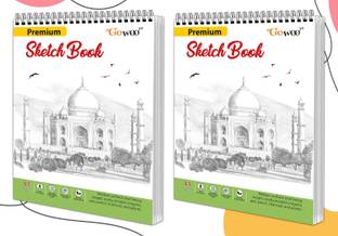 A5 Premium Sketch Book : Set of 2 Top Spiral-Bound Sketchpads, 36 Sheet Sketchbook - 5.8 x 8.3 inches, 140 GSM Thick Paper For Drawing, Painting And Sketching
