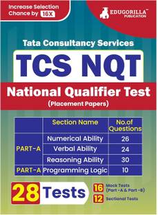 TCS NQT 2024 : National Qualifier Test - 16 Mock Tests (Part A and B) and 12 Sectional Tests (1000 Solved Questions) with Free Access to Online Tests  - .