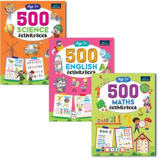 500 Activity Book for Kids ( Set of 3 ) - English, Science and Math activities 5 years to 8 years Kids