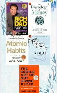 COMBO OF 5 BEST SELLING BOOK (RICH DAD BAD DAD,IKIGAI,ATOMIC HABIT,PSYCHOLOGY OF MONEY AND THE SUBSTLE ART OF NOT GIVING A FU*K) Best quality books + free bookmarks inside