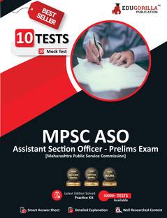 EduGorilla MPSC Assistant Section Officer (ASO) Prelims Book  - 10 Full Length Mock Tests (1000 Solved Questions) with Free Access to Online Tests