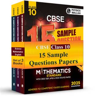 PW CBSE 15 Sample Question Papers Class 10 Science, Maths (Standard) and English Combo Set of 3 Books For 2025 Exam