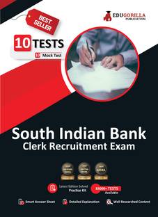 South Indian Bank Clerk Book  - General/Economy/Banking Awareness, English, DA/DI, Reasoning, Computer Aptitude | 10 Mock Tests (1600 Solved MCQ) with Free Access to Online Tests