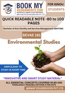 IGNOU BA General BEVAE 181 Environmental Studies Notes with 130–150 Pages – Quick Reference Study Guide on 80 GSM White Paper with MCQs, PYQs, and Key Topics