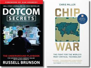 Business Books Collection, Dotcom Secrets: The Underground Playbook for Growing Your Company Online, Chip War: The Fight for the World's Most Critical Technology, Russell Brunson, Chris Miller, Paperback, English