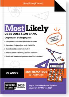 Gurukul By Oswal Maths (Standard) Most Likely CBSE Question Bank for Class 10 Exam 2025 - Chapterwise & Categorywise, Chapter Summary, Competency Focused, MCQs, Case, A&R, Previous Years' Board Qs