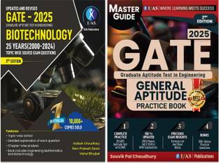 Gate Biotechnology Books for Topicwise Solved Exam Practice Questions (Complete Package 2 Books)  - 2026 [Set of 2 Books] | Previous Year Solved Papers (2000 to 2024) Topic Wise Sorted with Detailed Explanations | 2000+ MCQs & 25 Practice Sets | Best Seller Question Bank for GATE BT, Life Sciences & Aptitude Exams in India | IFAS Publications