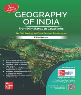 Geography of India (English) by P Ravikumar for UPSC CSE 2025 | 1st edition (latest) | Civil Services Exam - Prelims, Mains and Interview | State PSCs exams/ PCS exams | Exclusive access to McGraw Hill edge online platform: Conceptual Videos, PYQs, Practice Questions, Mnemonics, Tips for Preparation etc