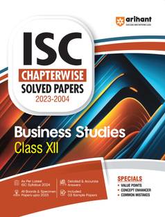 ISC Chapterwise Solved Papers 2023-2000 Business Studies Class 12th Eighth Edition