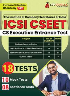 ICSI CSEET : Company Secretary Executive Entrance Test  - 10 Mock Tests and 8 Sectional Tests (1400 Solved Practice Questions) with Free Access to Online Tests