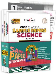 Educart CBSE Sample Paper Class 10 2025-26 - Science, Mathematics Standard, Social Science & English (Introducing exclusive step-by-step new practice concept on 2026 pattern) Set of 4 Books  - Sample Paper Class 10 2025-26