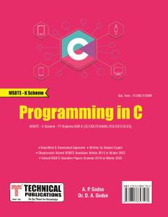 PROGRAMMING IN C MSBTE - K Scheme - FY DIPLOMA (SEM II - CE/CSE/IT/AI&ML/ECE/E&TC/ELEX - 312303/312009)