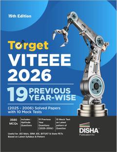 Disha Target VITEEE 2026 - 19 Previous Year-wise (2025 - 2006) Solved Papers with 10 Mock Tests Series 15th Edition | Physics, Chemistry, Mathematics, English & Aptitude 3580 PYQs
