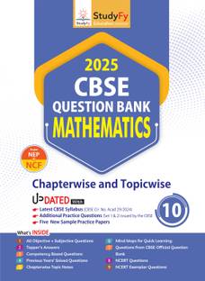StudyFy CBSE Question Bank Class 10 Mathematics For 2025 Board Exams | Chapterwise & Topicwise | 5 New Sample Practice Papers