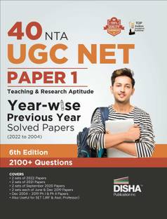 40 Nta UGC Net Paper 1 Year-Wise Previous Year Solved Papers (2022 to 2004) Teaching & Research Aptitude Pyqs Question Bank National Eligibility Test