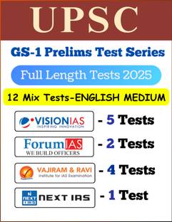 UPSC IAS FULL LENGTH TEST SERIES 2025 for Prelims GS Paper-I | 12 Tests | Mixed Coaching - Vision IAS, Forum IAS, Vajiram & Ravi, NEXT IAS | Latest | English Medium | Photocopy B&W