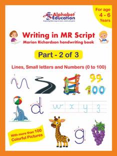 Writing in MR Script - Marion Richardson handwriting book - Part 2 of 3 - Lines, Small letters and Numbers (0 to 100) - For age 4 to 6 years