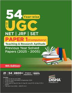 Disha 54 Year-wise NTA UGC NET/ JRF/ SET Paper 1 (Compulsory) Teaching & Research Aptitude Previous Year Solved Papers (2025 - 2005) 9th Edition | PYQs Question Bank | National Eligibility Test 2026