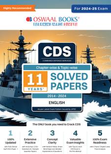 Oswaal CDS (Combined Defence Services) Chapter-wise & Topic-wise 11 Years' Solved Papers (2014-2024) English | For 2024-25 Exam