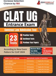 CLAT UG Exam Preparation Book 2023 - 26 Unsolved Practice Tests (8 Mock Tests, 15 Sectional Tests and 3 Previous Year Papers) with Free Access to Online Tests  - 2025 | 23 Unsolved Tests (10 Practice Tests, 10 Sectional Tests and 3 Previous Year Papers) with Free Access to Online Tests