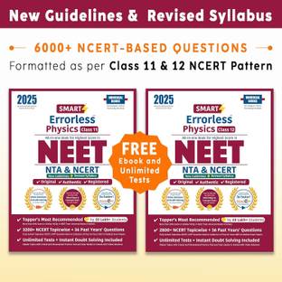 Errorless Physics NEET Class 11 & 12 (2025) - NCERT Based | 6000+ NCERT & New Pattern Questions | 36 Past Years Papers | Revised Syllabus | Free E-Book, Unlimited Test - Universal Books  - Smart Errorless Physics NEET Class 11 & 12
