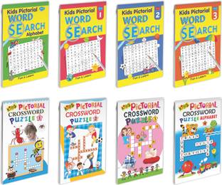 Kids Word Search - Alphabet, Kids Word Search-1, 2 ,3 and Kids Pictorial Crossword Puzzle - 1, 2, 3 and Kids Pictorial Crossword Puzzle-Alphabet Book for Kids : Search and find book for kids, Puzzle books for kids, Brain games books for kids | Set of 8 Books for kids