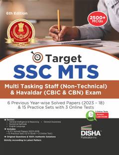 Target SSC MTS Multi Tasking Staff (Non-Technical) Exam - 6 Previous Year-wise Solved Papers (2023 – 18) & 15 Practice Sets with 3 Online Tests 6th Edition | Staff Selection Commission | PYQ |