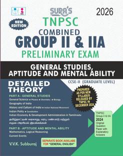 SURA`S TNPSC Combined Group II and IIA Preliminary Exam CCSE-II (Graduate Level) General Studies Aptitude and Mental Ability Book in English Medium 2026